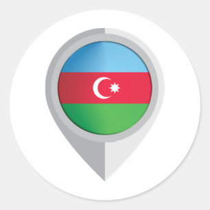 Azerbeidzjan Pin Locatie Vlag Ronde Sticker