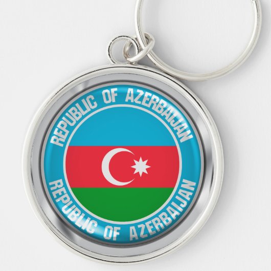 Azerbeidzjan Ronde Embleem Sleutelhanger (Voorkant)