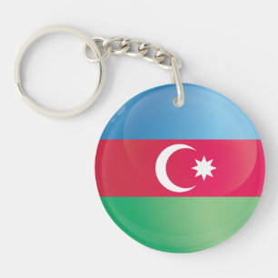Azerbeidzjan Ronde pictogramvlag Sleutelhanger
