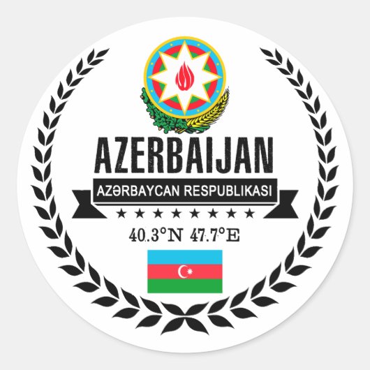 Azerbeidzjan Ronde Sticker (Voorkant)