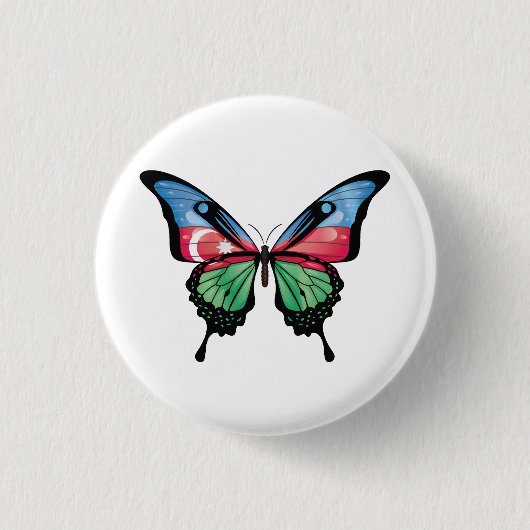 Azerbeidzjan Swallowtail Vlinder Vlag Sticker Ronde Button 3,2 Cm (Voorkant)