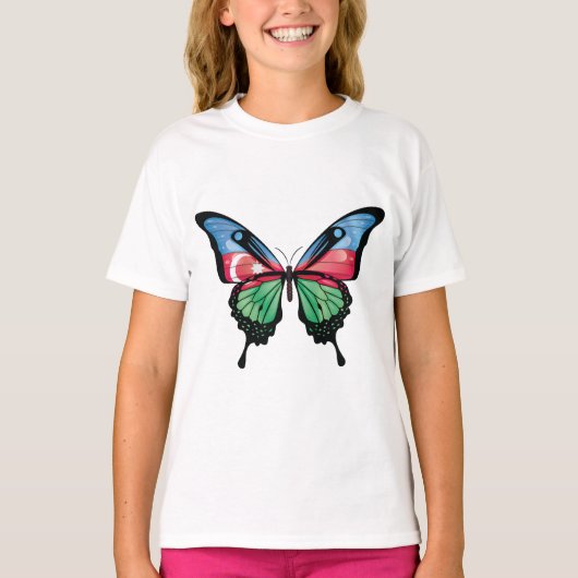 Azerbeidzjan Swallowtail Vlinder Vlag Sticker T-shirt (Voorkant)