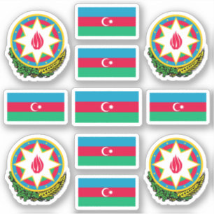 Azerbeidzjan van nationale symbolen/wapenschild en sticker