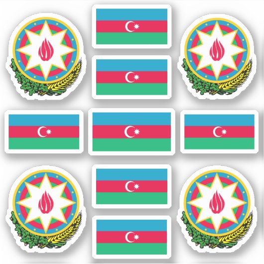 Azerbeidzjan van nationale symbolen/wapenschild en sticker (Voorkant)