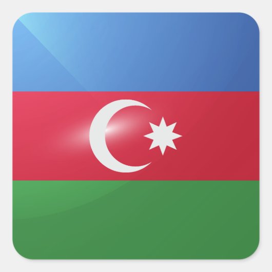 Azerbeidzjan vierkante glanzende vlag sticker (Voorkant)