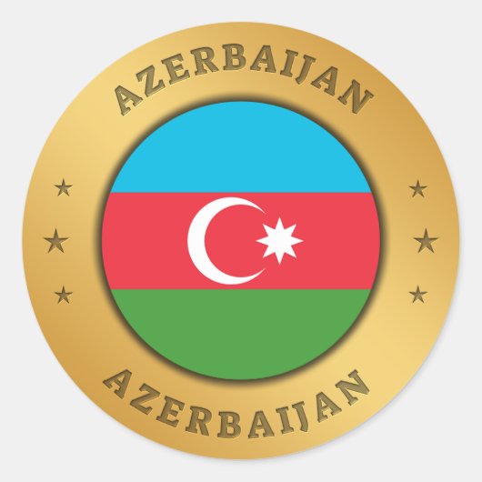 Azerbeidzjan Vlag Button Ronde Sticker (Voorkant)