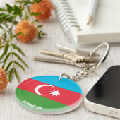Azerbeidzjan Vlag Charmant Patriottisch Sleutelhanger (Voorkant Rechts)