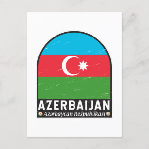 Azerbeidzjan vlag Embleem Onderdruk Vintage Briefkaart