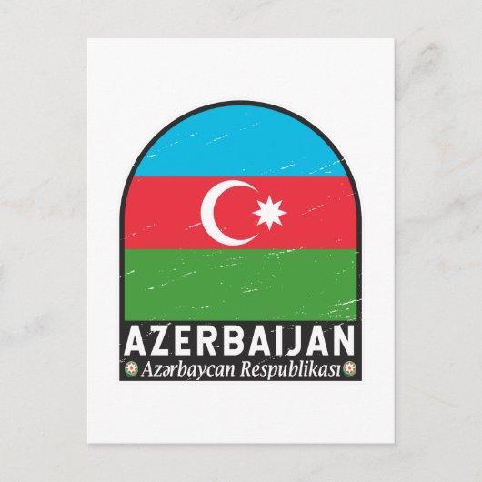Azerbeidzjan vlag Embleem Onderdruk Vintage Briefkaart (Voorkant)