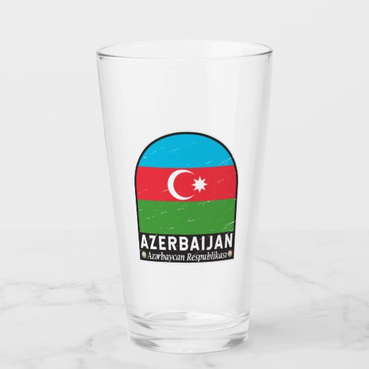 Azerbeidzjan vlag Embleem Onderdruk Vintage Glas (Voorkant)