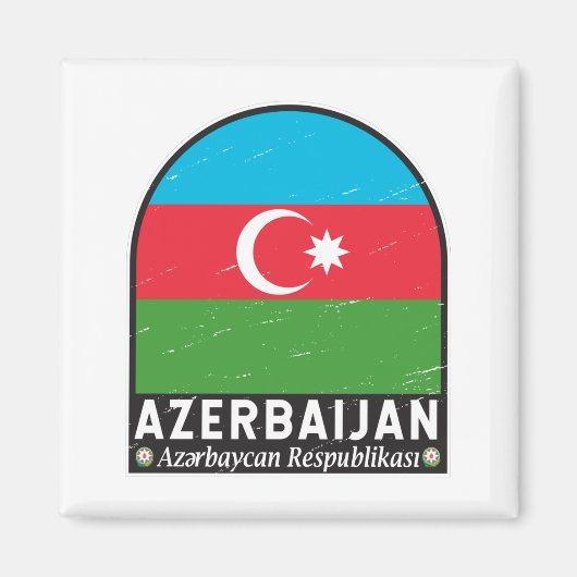 Azerbeidzjan vlag Embleem Onderdruk Vintage Magneet (Voorkant)
