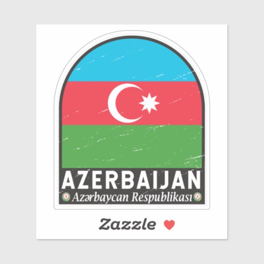 Azerbeidzjan vlag Embleem Onderdruk Vintage Sticker (Vel)