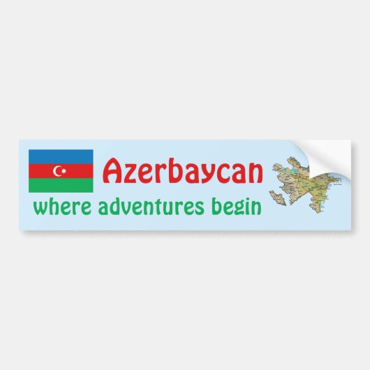 Azerbeidzjan Vlag en Kaart Bumpersticker (Voorkant)