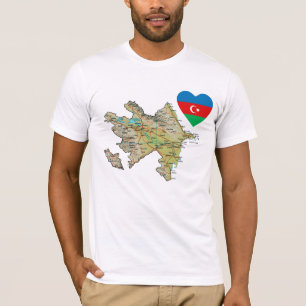 Azerbeidzjan Vlag hart en kaart T-shirt