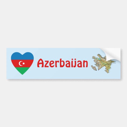 Azerbeidzjan Vlag Hart + Landkaart Bumpersticker (Voorkant)