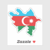 Azerbeidzjan vlag in de landkaart sticker (Vel)
