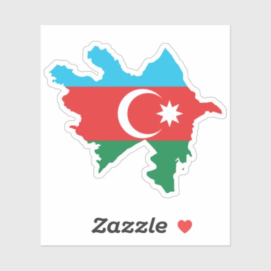 Azerbeidzjan vlag in de landkaart sticker (Vel)
