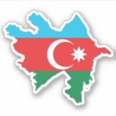 Azerbeidzjan vlag in de landkaart sticker (Voorkant)