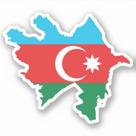 Azerbeidzjan vlag in de landkaart sticker (Voorkant)