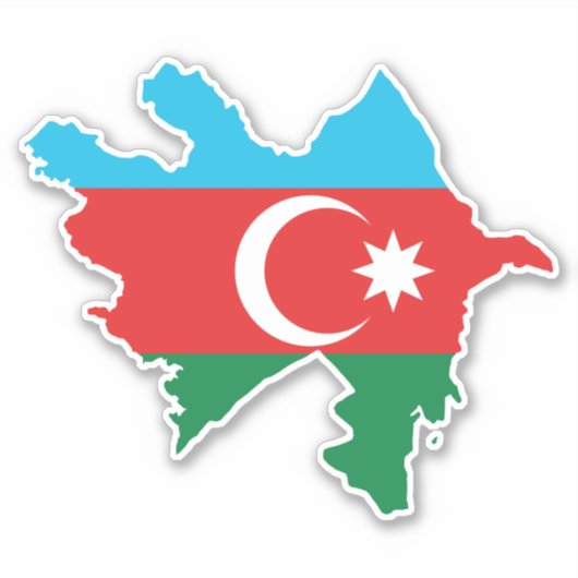 Azerbeidzjan vlag in de landkaart sticker (Voorkant)