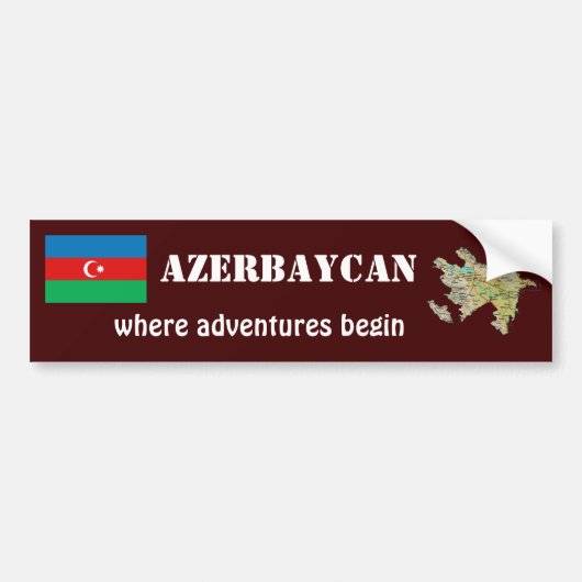 Azerbeidzjan Vlag + Landkaart Bumpersticker (Voorkant)