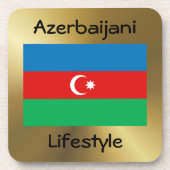 Azerbeidzjan vlag+Onderzetter tekst Bier Onderzetter (Voorkant)