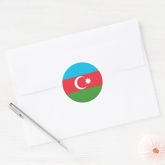 Azerbeidzjan vlag ronde sticker (Envelop)