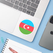Azerbeidzjan Vlag Ronde Sticker (Laptop met iPhone)