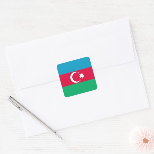 Azerbeidzjan vlag vierkante sticker (Envelop)