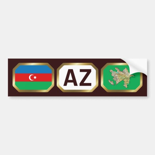 Azerbeidzjan Vlaggenkaartcode Bumpersticker (Voorkant)
