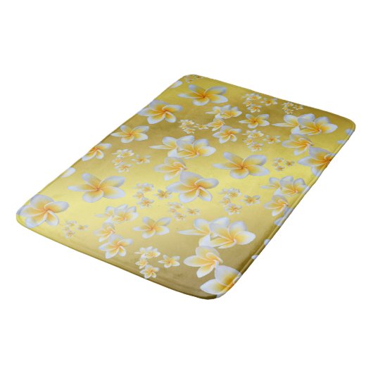 azian, geel, wit, bloem, helder, goud, floraal badmat (Gekanteld)