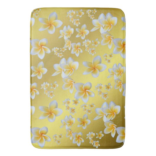 azian, geel, wit, bloem, helder, goud, floraal badmat (Voorkant Verticaal)
