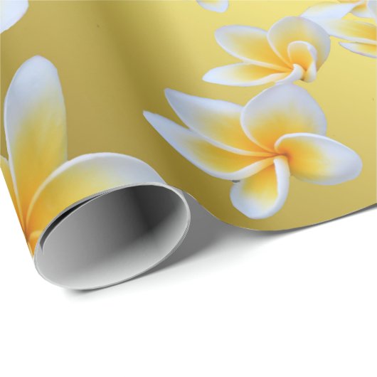 azian, geel, wit, bloem, helder, goud, floraal cadeaupapier (Rol Hoek)