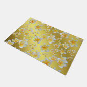 azian, geel, wit, bloem, helder, goud, floraal deurmat (Schuin)