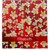 azian, geel, wit, bloem, helder, goud, floraal douchegordijn (Voorkant)