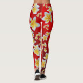 azian, geel, wit, bloem, helder, goud, floraal leggings (Achterkant)