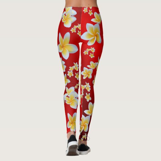 azian, geel, wit, bloem, helder, goud, floraal leggings (Achterkant)
