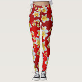 azian, geel, wit, bloem, helder, goud, floraal leggings (Voorkant)