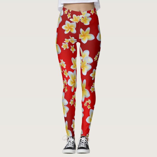 azian, geel, wit, bloem, helder, goud, floraal leggings (Voorkant)