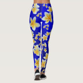 azian, geel, wit, bloem, helder, goud, floraal leggings (Achterkant)