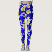 azian, geel, wit, bloem, helder, goud, floraal leggings (Voorkant)