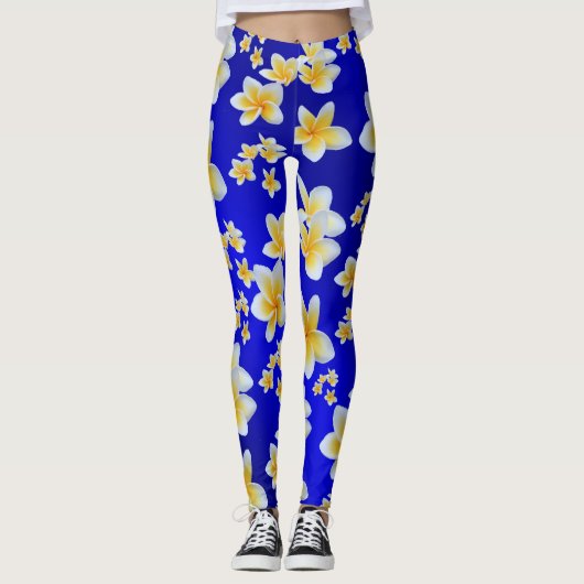azian, geel, wit, bloem, helder, goud, floraal leggings (Voorkant)