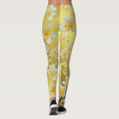 azian, geel, wit, bloem, helder, goud, floraal leggings (Achterkant)