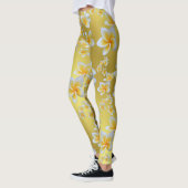 azian, geel, wit, bloem, helder, goud, floraal leggings (Links)