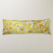 azian, geel, wit, bloem, helder, goud, floraal lichaamskussen (Achterkant)