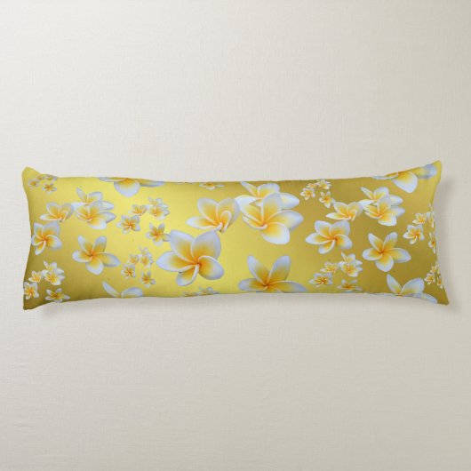 azian, geel, wit, bloem, helder, goud, floraal lichaamskussen (Achterkant)