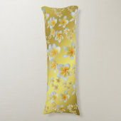 azian, geel, wit, bloem, helder, goud, floraal lichaamskussen (Voorkant Verticaal)