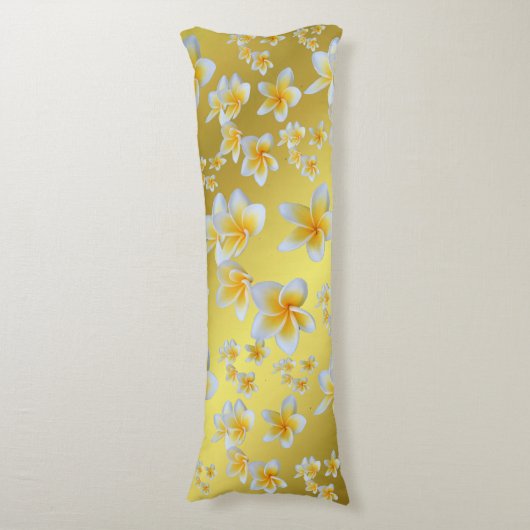 azian, geel, wit, bloem, helder, goud, floraal lichaamskussen (Voorkant Verticaal)