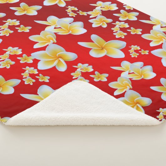 azian, geel, wit, bloem, helder, goud, floraal sherpa deken (3/4)