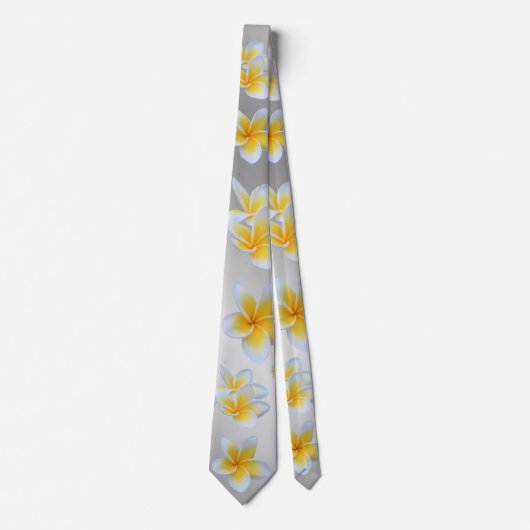 azian, geel, wit, bloem, helder, goud, floraal stropdas (Voorkant)